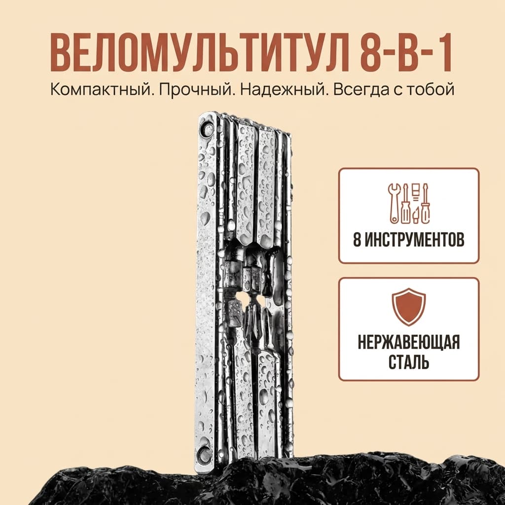 Портативный складной велосипедный мультитул 8-в-1 из нержавеющей стали TS-9897