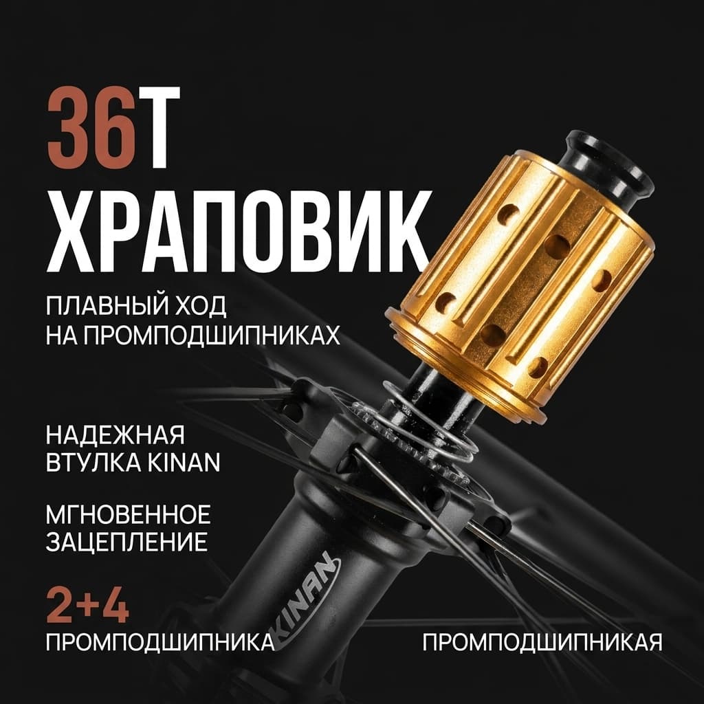 Карбоновые колеса KORE, 35 мм, T800+T700, для дисковых тормозов Center Lock, с 36T храповиком, Tubeless Ready — фото 2