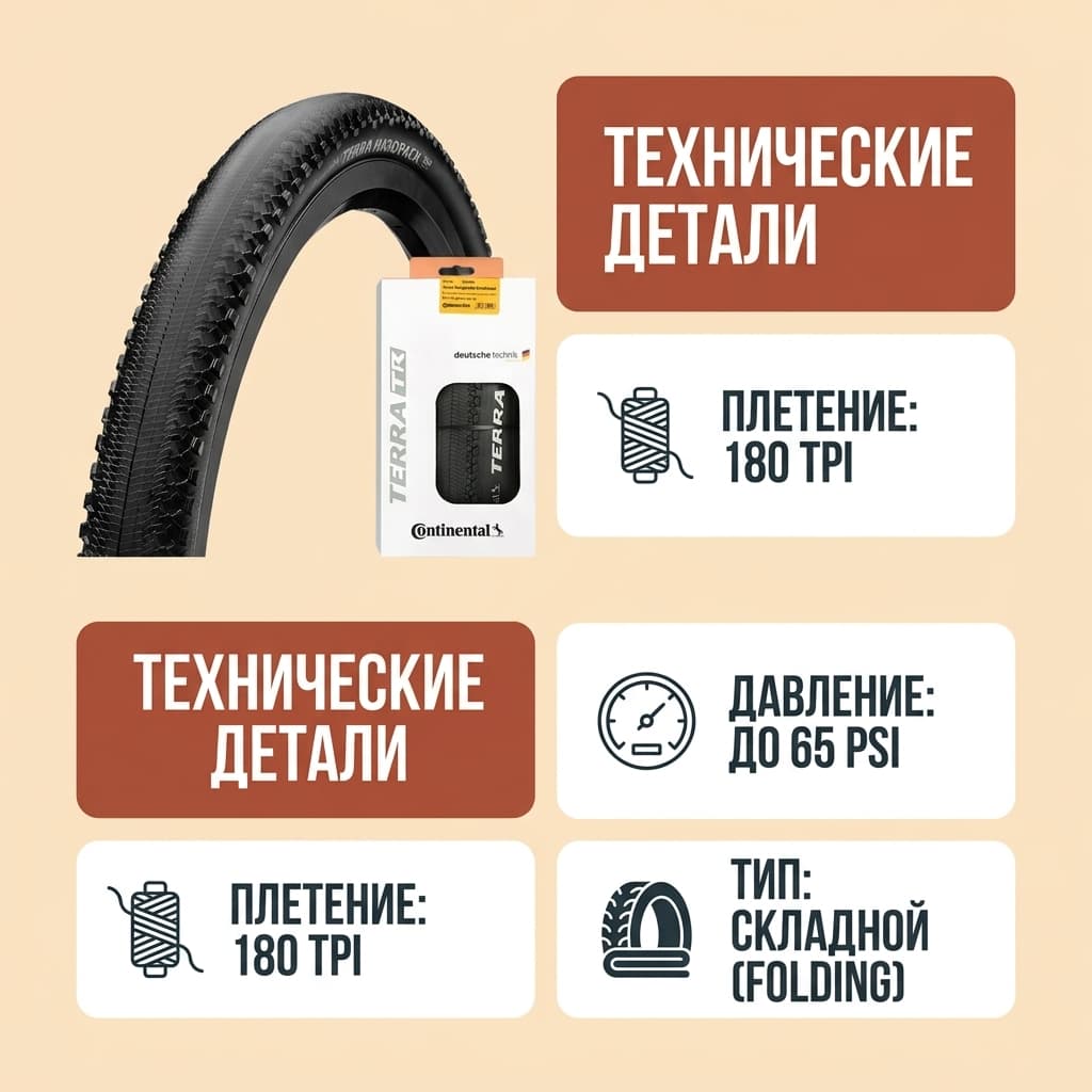 Покрышка для горного велосипеда Continental Terra Hardpack Shieldwall, складная, универсальная, с защитой от проколов Continental Terra Hardpack — фото 2