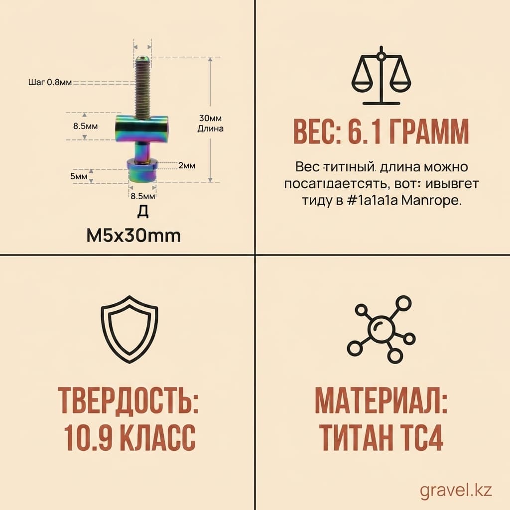 Болты из титанового сплава TC4 для подседельного штыря M5/M6 — фото 3