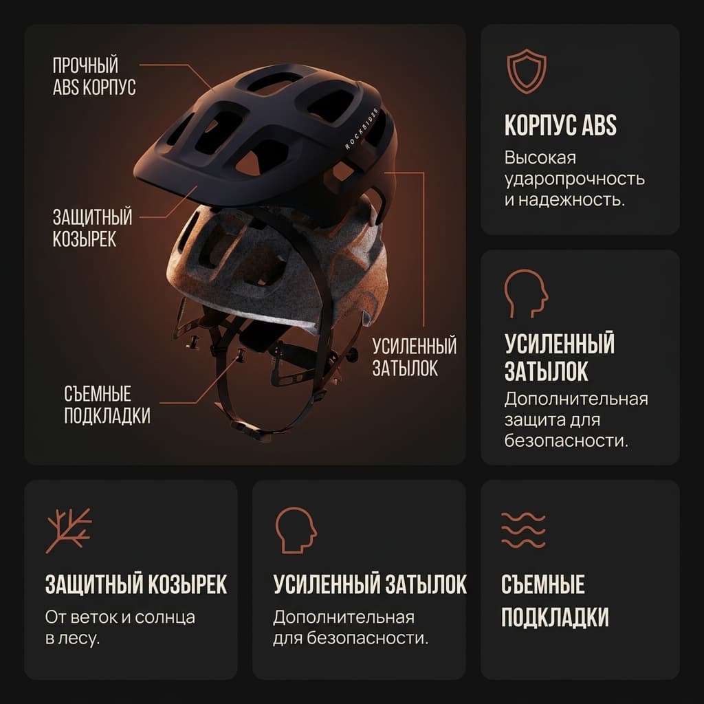 Велошлем Decathlon ROCKRIDER EXPL 100 для шоссейного и горного велосипеда, ударопрочный Decathlon ROCKRIDER EXPL 100 — фото 3