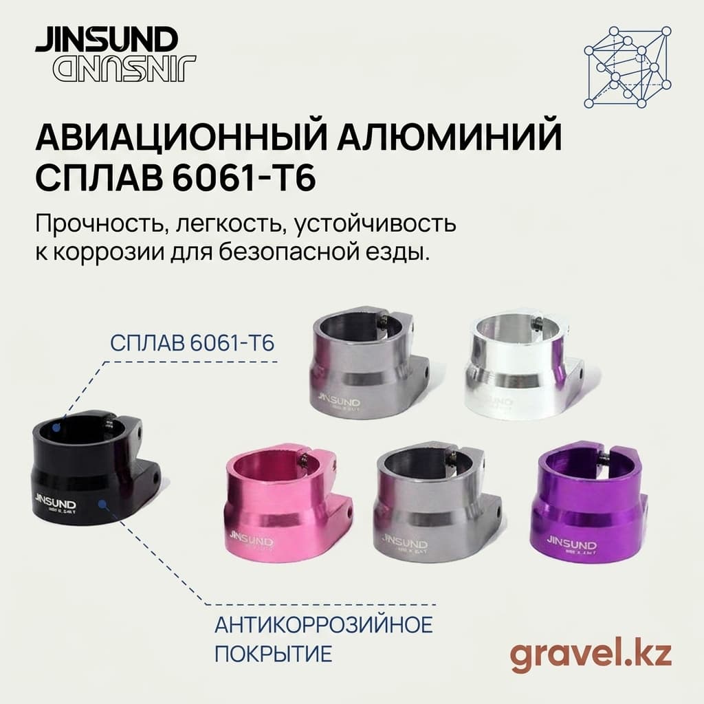 Зажим подседельного штыря JINSUND AC002-31.8/34.9, двухслойный, из сплава 6061-T6, нагрузка до 150 кг JINSUND AC002-31.8/34.9 — фото 3