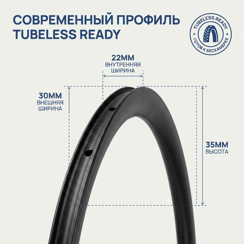 Карбоновые колеса KORE, 35 мм, T800+T700, для дисковых тормозов Center Lock, с 36T храповиком, Tubeless Ready — фото 3