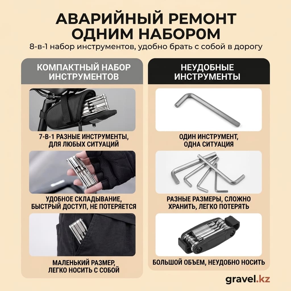 Портативный складной велосипедный мультитул 8-в-1 из нержавеющей стали TS-9897 — фото 3