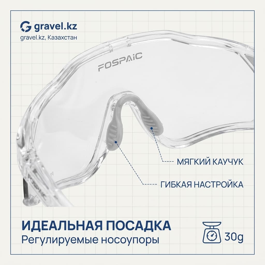 Спортивные фотохромные очки с UV400 защитой, ударопрочные, с регулируемыми носоупорами и оправой для диоптрий Fospaic Photochromic — фото 4