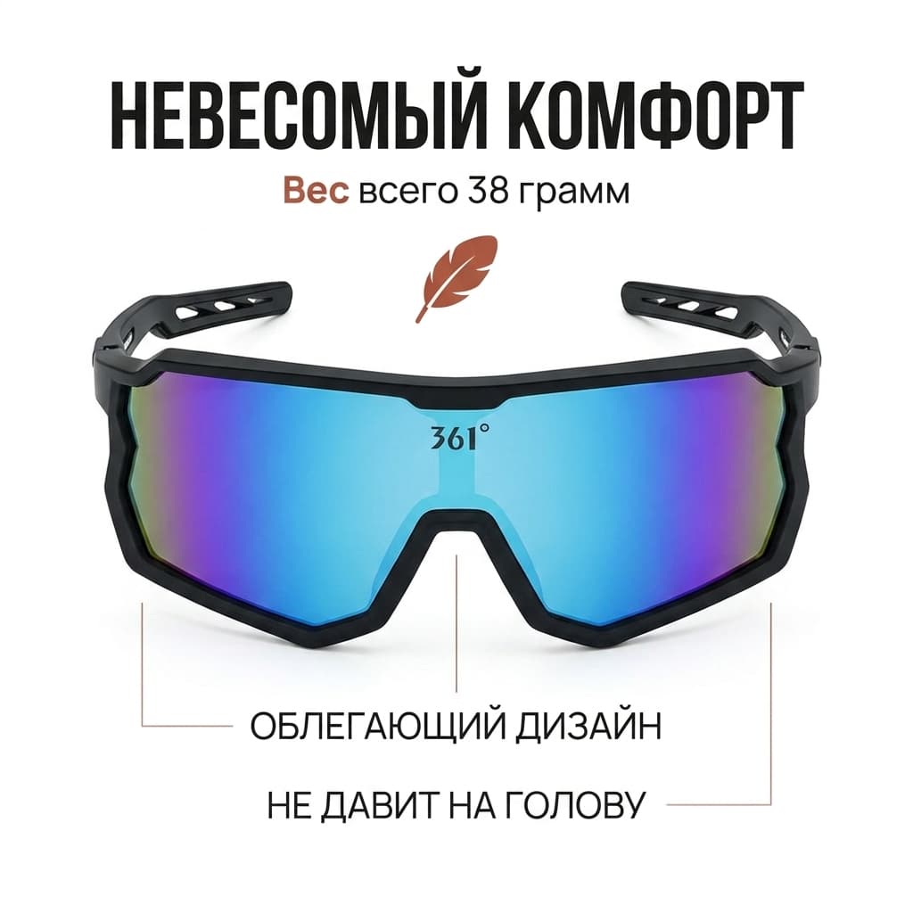 Профессиональные легкие спортивные очки 361 Glasses, фотохромные, с HD-линзами и УФ-защитой, для велоспорта и активного отдыха 361 Glasses — фото 4