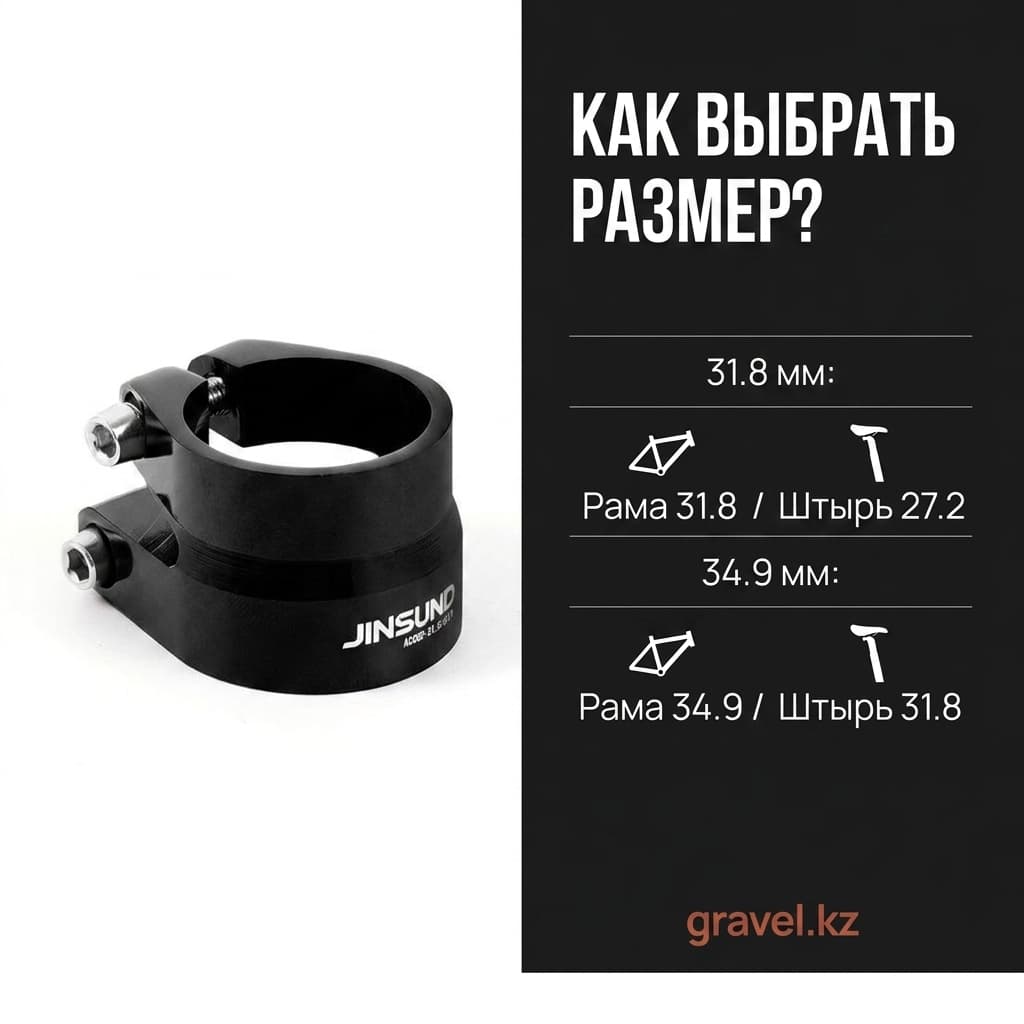 Зажим подседельного штыря JINSUND AC002-31.8/34.9, двухслойный, из сплава 6061-T6, нагрузка до 150 кг JINSUND AC002-31.8/34.9 — фото 4