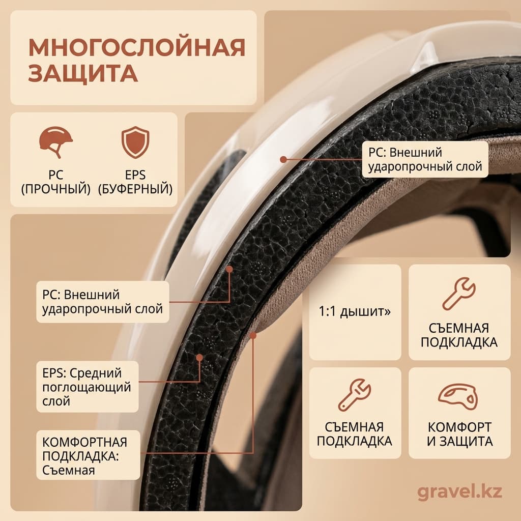 Велосипедный шлем ROGTYO ультралегкий с трехслойной защитой и эффективной вентиляцией — фото 6