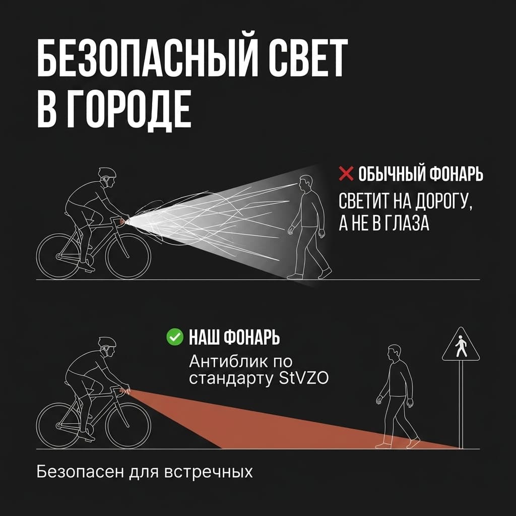 Умный антибликовый велофонарь FOREVER HL-2502 с 1200 люменами и цифровым дисплеем FOREVER HL-2502 — фото 6