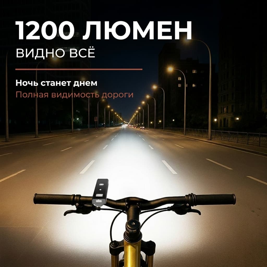 Умный антибликовый велофонарь FOREVER HL-2502 с 1200 люменами и цифровым дисплеем FOREVER HL-2502 — фото 7