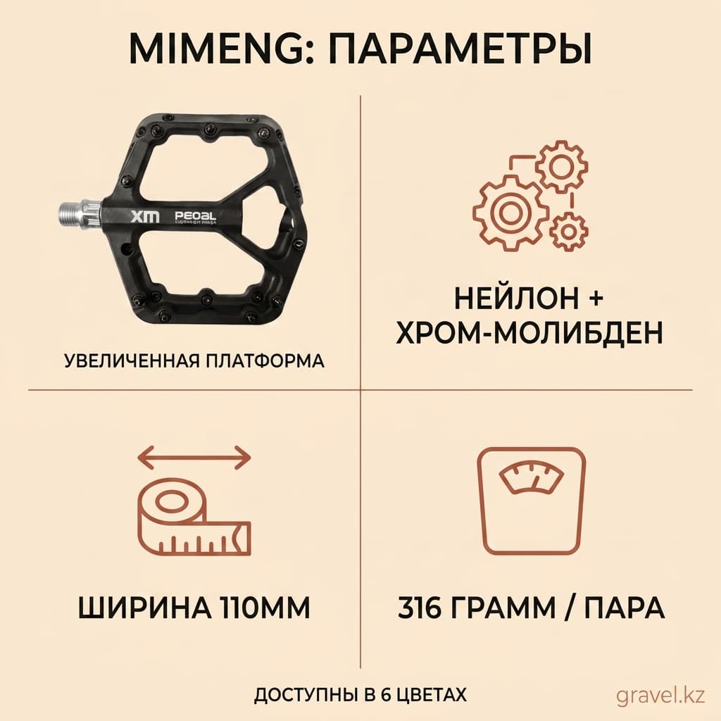 Велосипедные педали MIMENG, нейлоновые, 316 г/пара, с герметичными подшипниками MIMENG MTB — фото 4