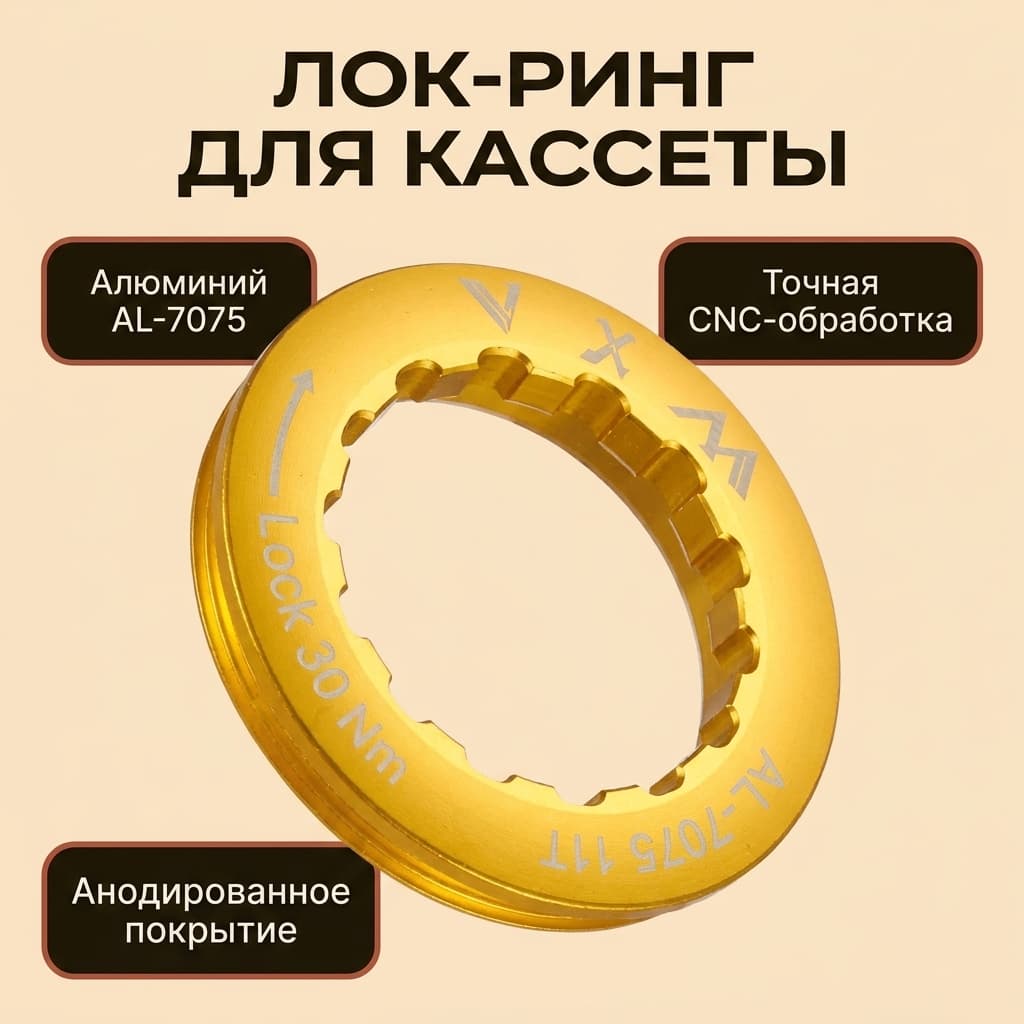 Лок-ринг для кассеты 11T из алюминиевого сплава AL-7075 с ЧПУ обработкой и анодированием